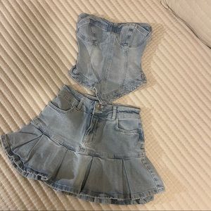ASOS AsYou Denim Corset Skirt Set